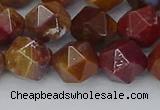 CAA1002 15.5 inches 10mm faceted nuggets red moss agate beads