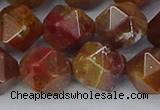 CAA1003 15.5 inches 12mm faceted nuggets red moss agate beads