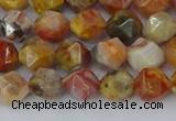 CAA1014 15.5 inches 6mm faceted nuggets red crazy lace agate beads