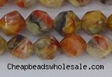 CAA1015 15.5 inches 8mm faceted nuggets red crazy lace agate beads