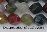 CAA1028 15.5 inches 10mm faceted nuggets Indian agate beads