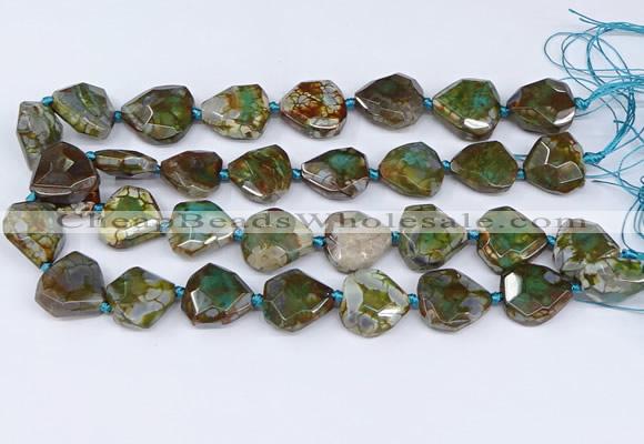 CAA1137 18*20mm - 25*35mm faceted freeform dragon veins agate beads