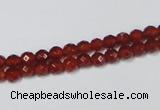 CAA117 15.5 inches 4mm faceted round red agate gemstone beads