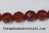 CAA119 15.5 inches 12mm faceted round red agate gemstone beads