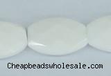 CAA12 15.5 inches 20*30mm faceted oval white agate gemstone beads