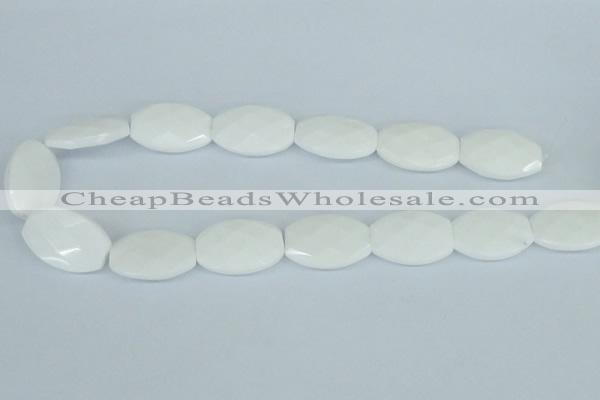 CAA12 15.5 inches 20*30mm faceted oval white agate gemstone beads