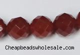 CAA120 15.5 inches 14mm faceted round red agate gemstone beads