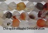 CAA1230 15.5 inches 6mm faceted nuggets matte dendritic agate beads