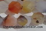 CAA1233 15.5 inches 12mm faceted nuggets matte dendritic agate beads