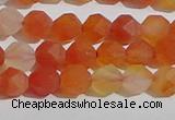 CAA1236 15.5 inches 6mm faceted nuggets matte red agate beads