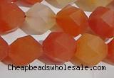 CAA1239 15.5 inches 12mm faceted nuggets matte red agate beads