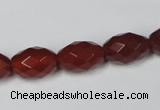 CAA126 15.5 inches 10*14mm faceted rice red agate gemstone beads