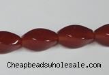 CAA129 15.5 inches 8*16mm twisted rice red agate gemstone beads