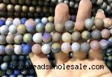 CAA1321 15.5 inches 10mm round matte plated druzy agate beads