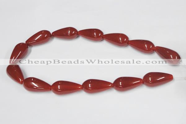 CAA134 15.5 inches 15*30mm teardrop red agate gemstone beads