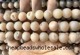 CAA1372 15.5 inches 16mm round matte plated druzy agate beads