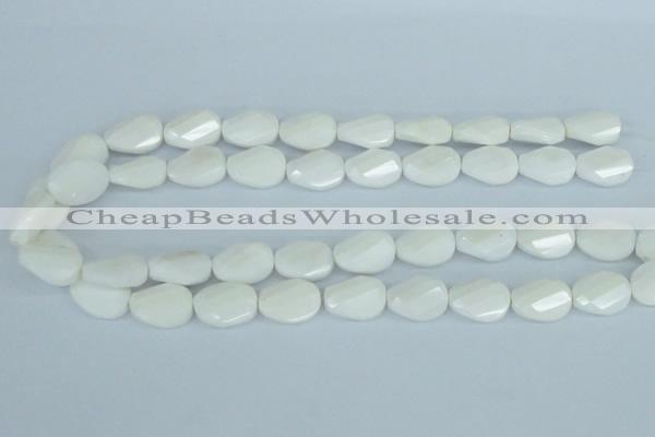 CAA14 15.5 inches 13*18mm faceted & twisted oval white agate beads