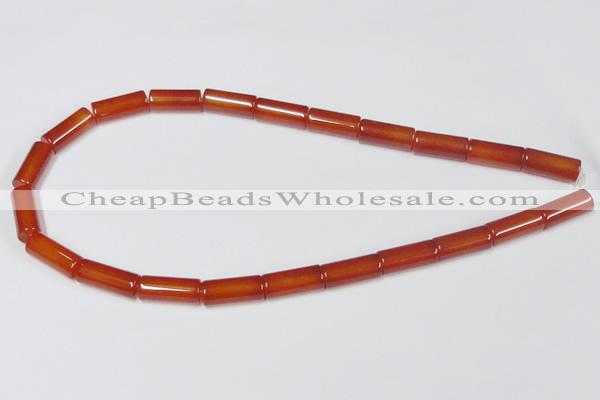 CAA140 15.5 inches 8*18mm column red agate gemstone beads