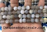 CAA1472 15.5 inches 10mm round matte banded agate beads wholesale