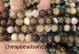 CAA1478 15.5 inches 12mm round matte banded agate beads wholesale