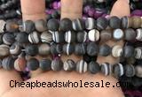 CAA1482 15.5 inches 10mm round matte banded agate beads wholesale