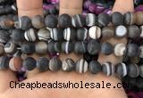 CAA1483 15.5 inches 12mm round matte banded agate beads wholesale