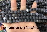 CAA1485 15.5 inches 6mm round matte banded agate beads wholesale