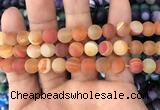 CAA1493 15.5 inches 12mm round matte banded agate beads wholesale