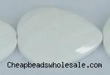 CAA15 15.5 inches 30*40mm faceted flat teardrop white agate beads