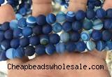 CAA1508 15.5 inches 12mm round matte banded agate beads wholesale