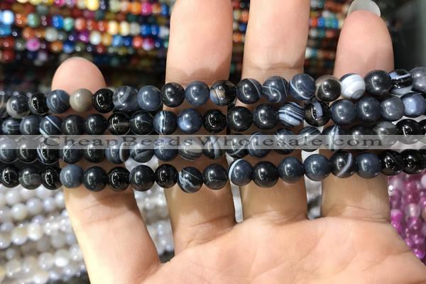 CAA1543 15.5 inches 6mm round banded agate beads wholesale