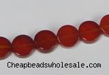 CAA155 15.5 inches 10mm coin red agate gemstone beads