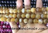 CAA1552 15.5 inches 12mm round banded agate beads wholesale