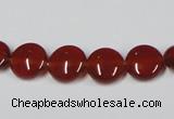 CAA156 15.5 inches 10mm flat round red agate gemstone beads