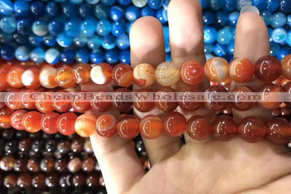 CAA1568 15.5 inches 8mm round banded agate beads wholesale