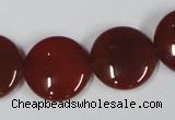 CAA159 15.5 inches 20mm flat round red agate gemstone beads