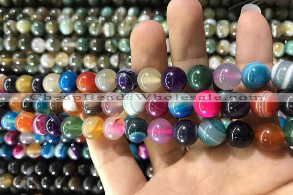 CAA1604 15.5 inches 8mm round banded agate beads wholesale