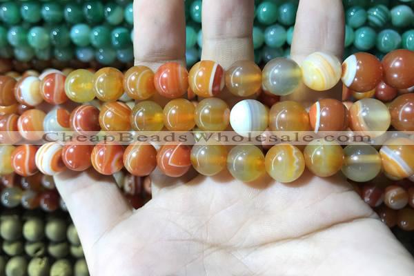 CAA1611 15.5 inches 10mm round banded agate beads wholesale