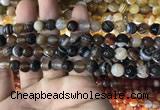 CAA1636 15.5 inches 8mm faceted round banded agate beads