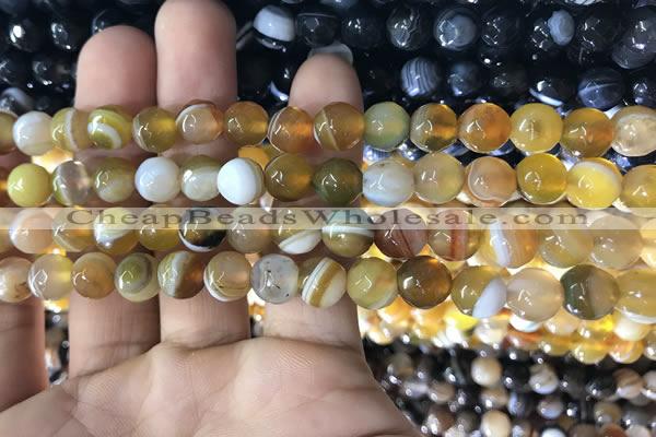 CAA1646 15.5 inches 8mm faceted round banded agate beads