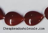 CAA166 15.5 inches 15*20mm flat teardrop red agate gemstone beads