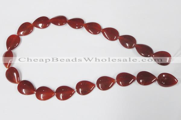 CAA166 15.5 inches 15*20mm flat teardrop red agate gemstone beads