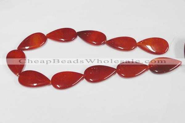 CAA167 15.5 inches 22*36mm flat teardrop red agate gemstone beads