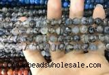 CAA1700 15 inches 8mm faceted round fire crackle agate beads