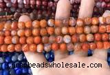 CAA1711 15 inches 8mm faceted round fire crackle agate beads