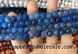 CAA1715 15 inches 8mm faceted round fire crackle agate beads