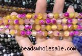 CAA1767 15 inches 8mm faceted round fire crackle agate beads