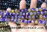 CAA1768 15 inches 8mm faceted round fire crackle agate beads