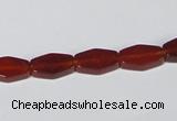 CAA177 15.5 inches 7*12mm hexagon red agate gemstone beads