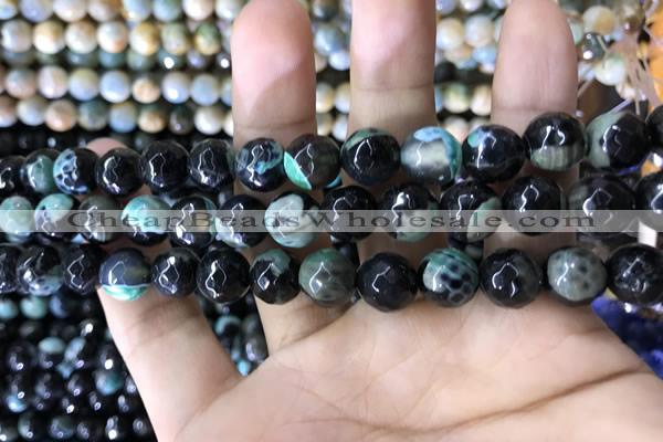 CAA1780 15 inches 10mm faceted round fire crackle agate beads